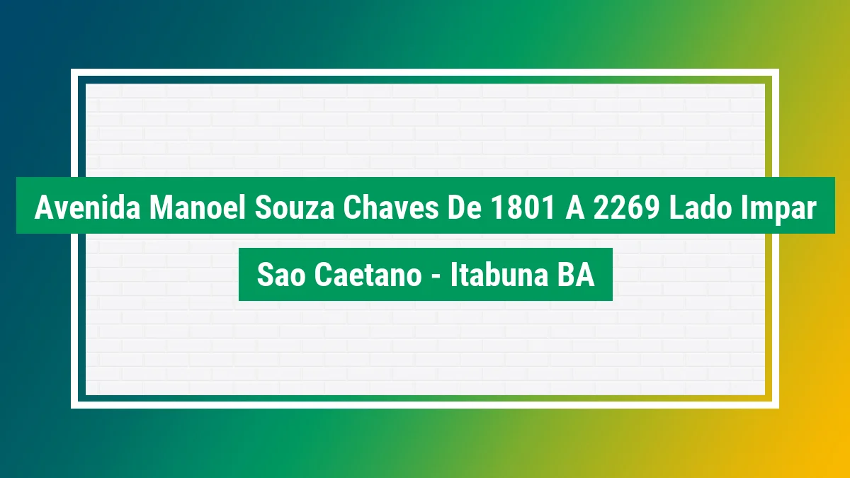 Imagem ilustrativa do endereço Avenida Manoel Souza Chaves - de 1801 a 2269 - lado ímpar no bairro São Caetano em Itabuna BA