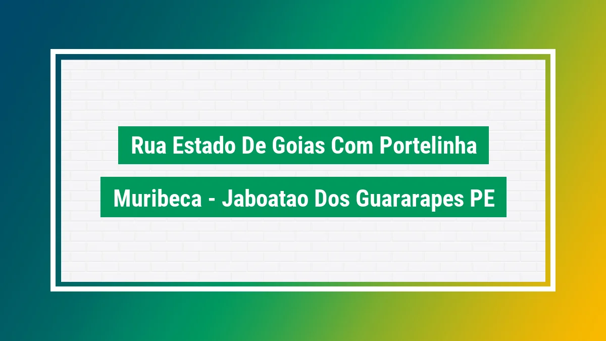 Imagem ilustrativa do endereço Rua Estado de Goías (Com Portelinha) no bairro Muribeca em Jaboatão dos Guararapes PE