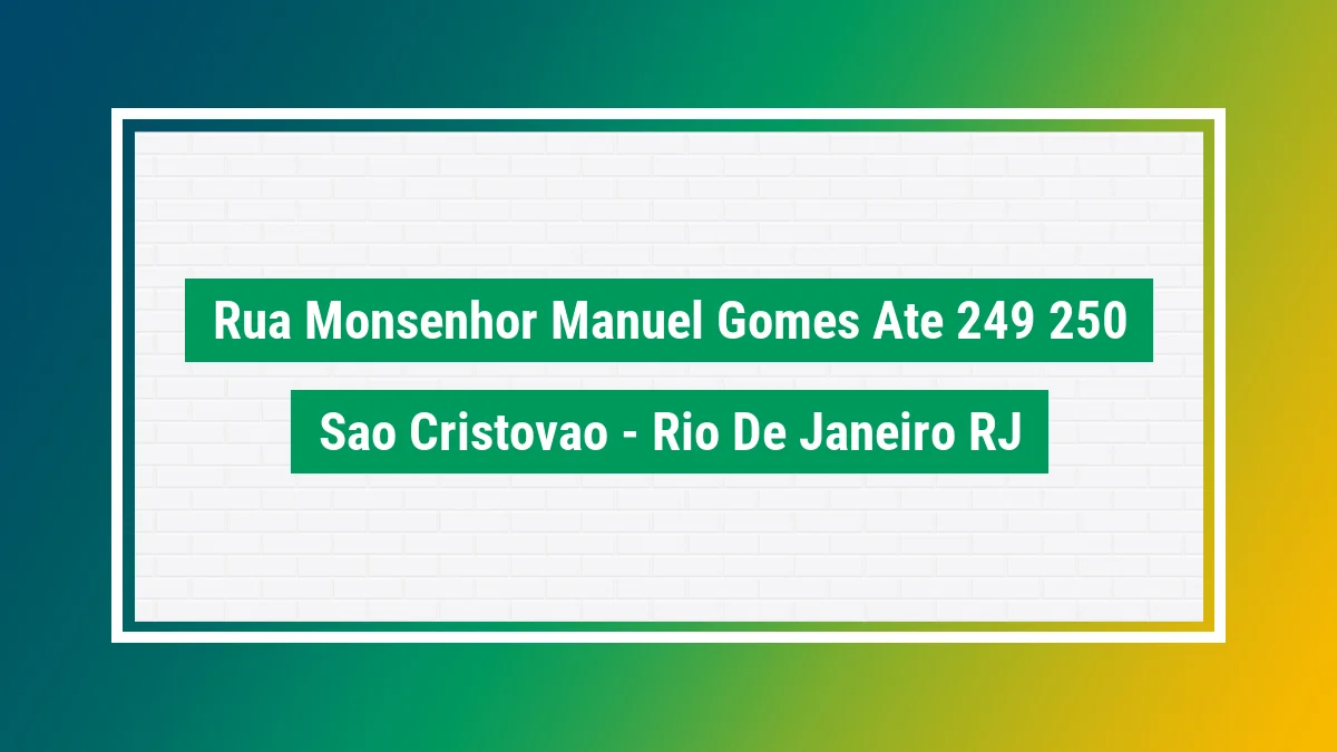 Imagem ilustrativa do endereço Rua Monsenhor Manuel Gomes - até 249/250 no bairro São Cristóvão em Rio de Janeiro RJ