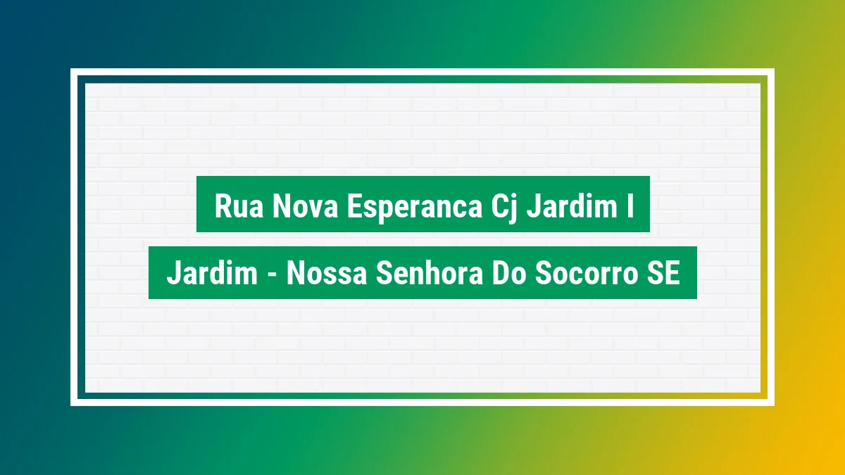 Imagem ilustrativa do endereço Rua Nova Esperança (Cj Jardim I) no bairro Jardim em Nossa Senhora do Socorro SE