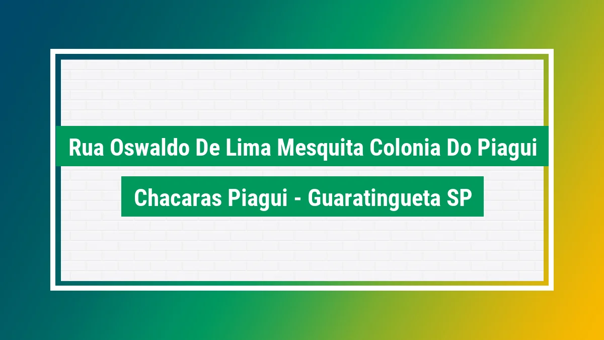 Imagem ilustrativa do endereço Rua Oswaldo de Lima Mesquita (Colônia do Piaguí) no bairro Chácaras Piagui em Guaratinguetá SP