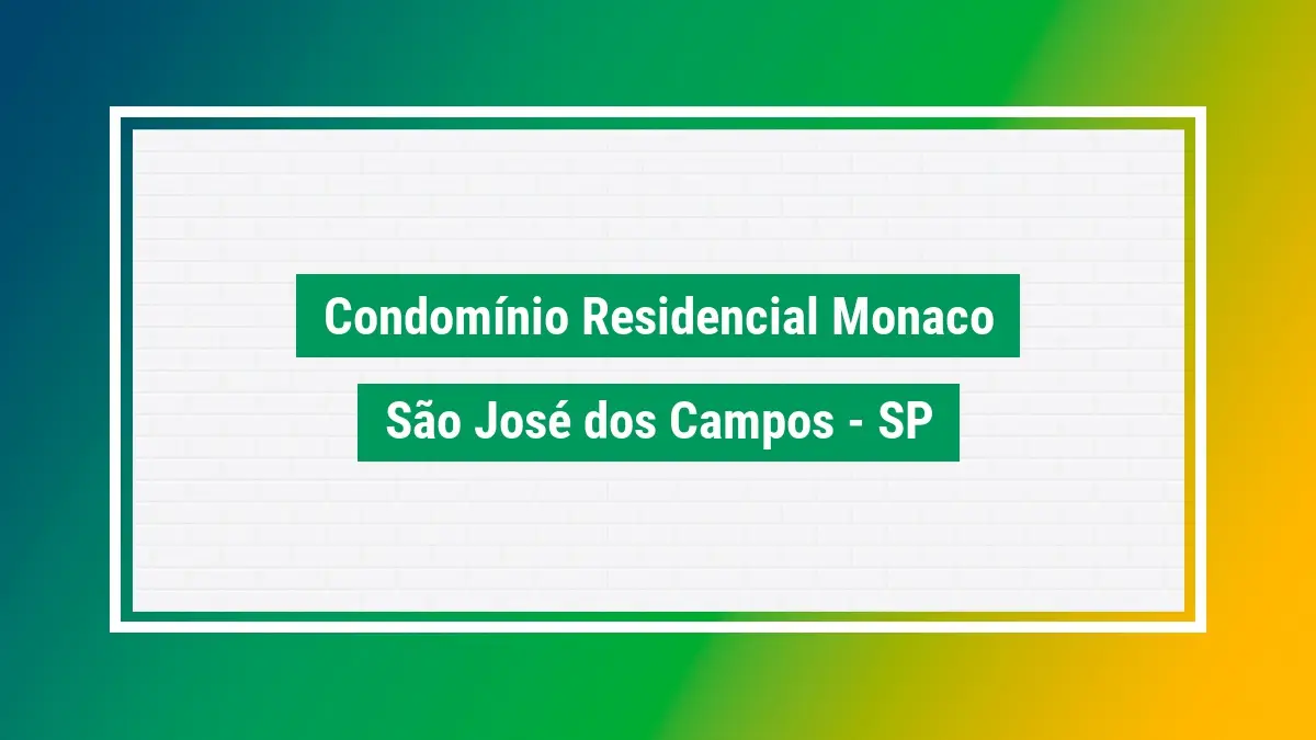 Condomínio residencial monaco CEP bairro são josé dos SP