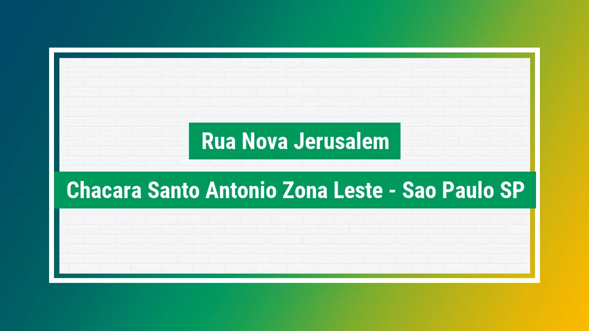 Imagem ilustrativa do endereço Rua Nova Jerusalém no bairro Chácara Santo Antônio (Zona Leste) em São Paulo SP