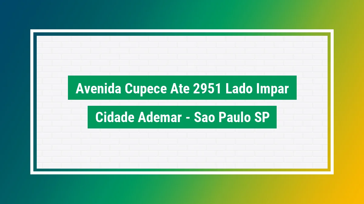 Imagem ilustrativa do endereço Avenida Cupecê - até 2951 - lado ímpar no bairro Cidade Ademar em São Paulo SP