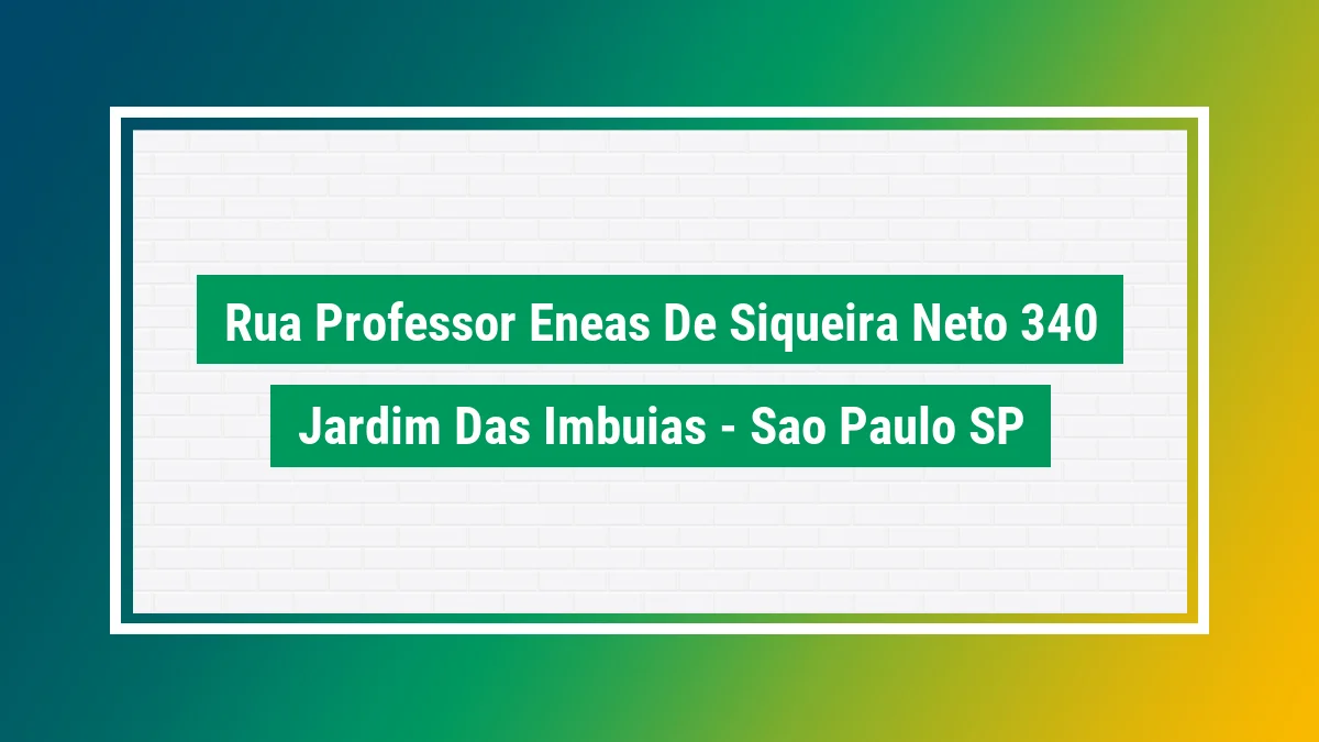 Imagem ilustrativa do endereço Rua Professor Enéas de Siqueira Neto, 340 no bairro Jardim das Imbuias em São Paulo SP